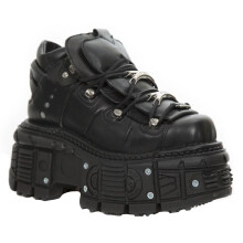 New Rock M-TANK106-C2 Unisex Metallic Black 100% Leather Goth Platform Boots