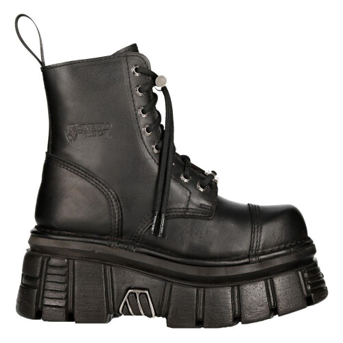New Rock (46) NEW ROCK Black Leather Platform Biker Shoes 2