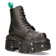 (41) NEW ROCK VEGAN Leather Black Platform Biker Shoes