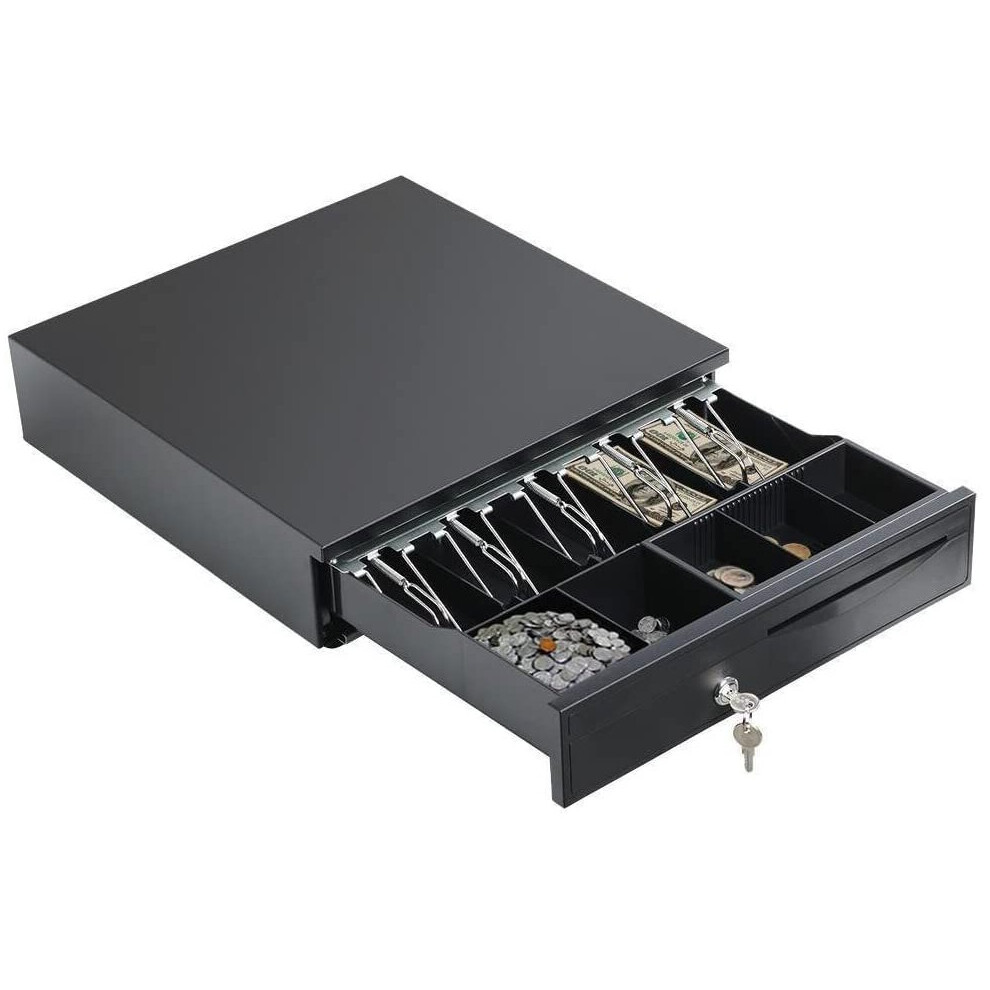 Heavy Duty POS Cash Drawer Register 5 Bills 5 Coins Removable Cash Tray Till Box