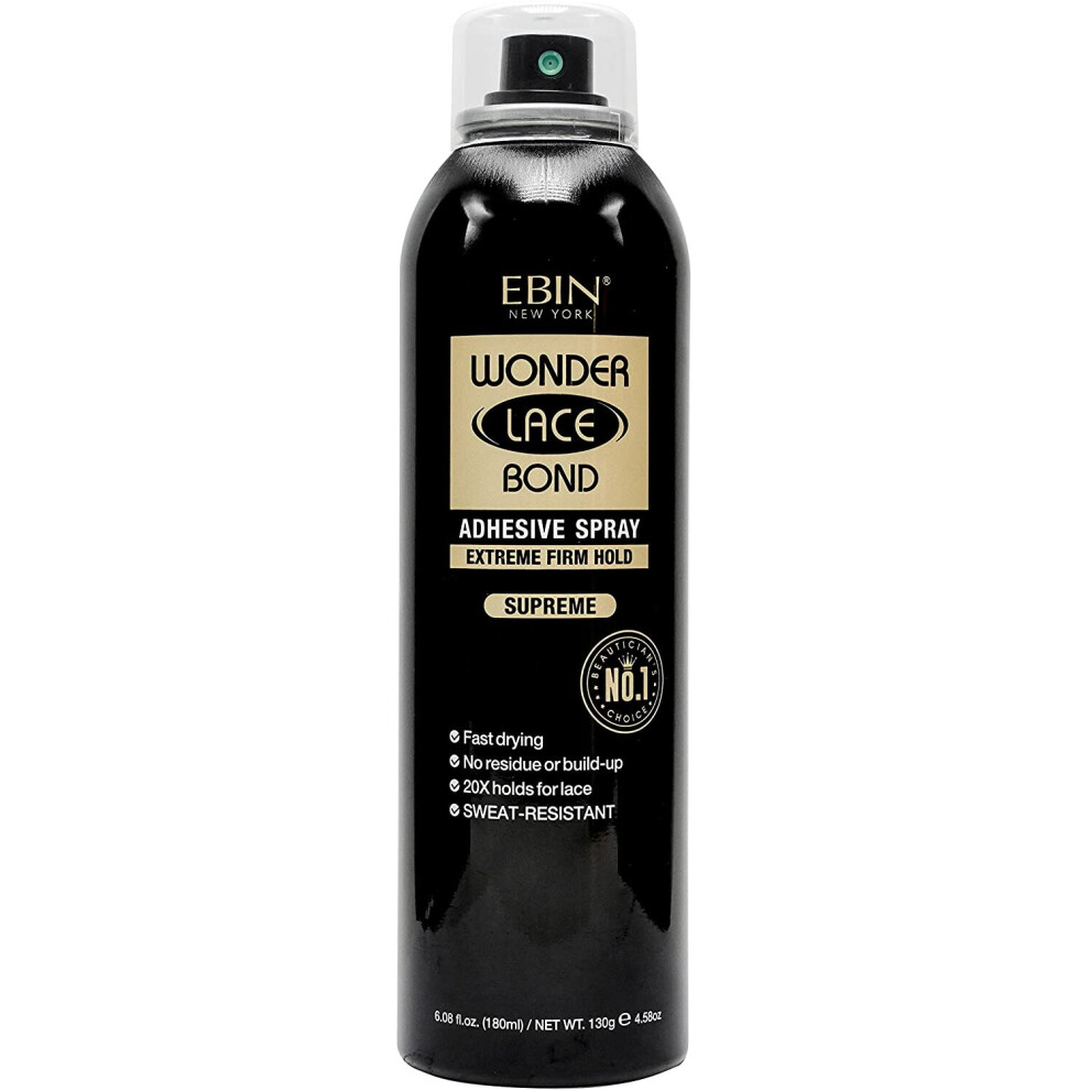 Ebin Wonder Lace Bond Adesive Spray Extreme Firm Hold Supreme 180Ml Black