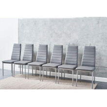 KOSY KOALA STUNNING X6 GREY FAUX LEATHER DINING METAL CHAIRS