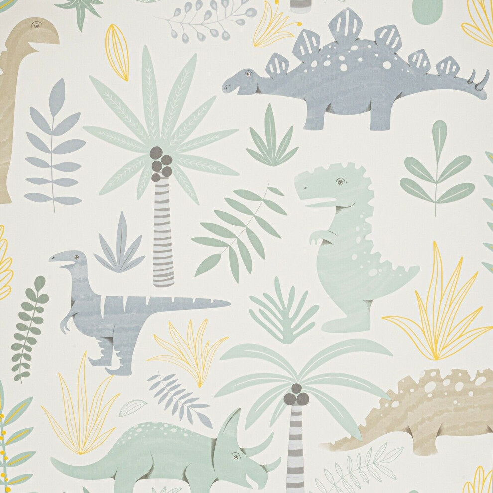 Childrens Dinosaur Pastel Teal Cartoon Wallpaper 577824