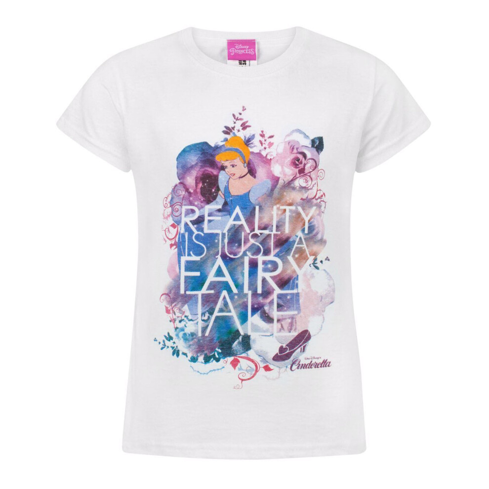 (12-13 Years) Disney Cinderella T- Shirt Girls Kids Fairy Tale Princess Short Sleeve Top