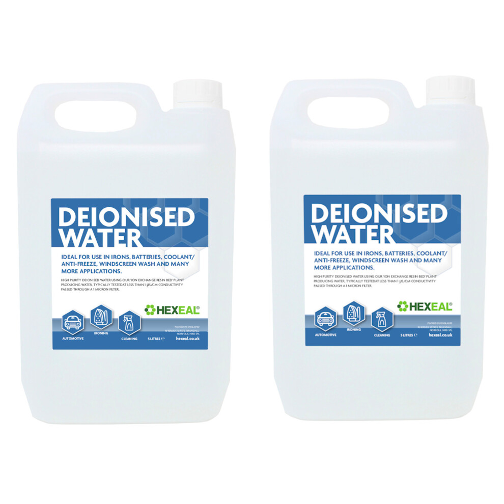 Hexeal DE-IONISED WATER | 10L | (De Mineralised/Deionised/Not Distilled) Pure