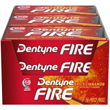 Dentyne Fire Spicy Cinnamon Sugar-Free Gum, 16 Pieces (39 g) – 40 Minutes of Fresh Breath