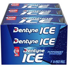 Dentyne Ice Sugar Free Gum (Peppermint 16 Piece Pack of 9)