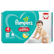 Pampers Baby-Dry Pants, Size 4, 40 Nappy Pants, 8-14 kg