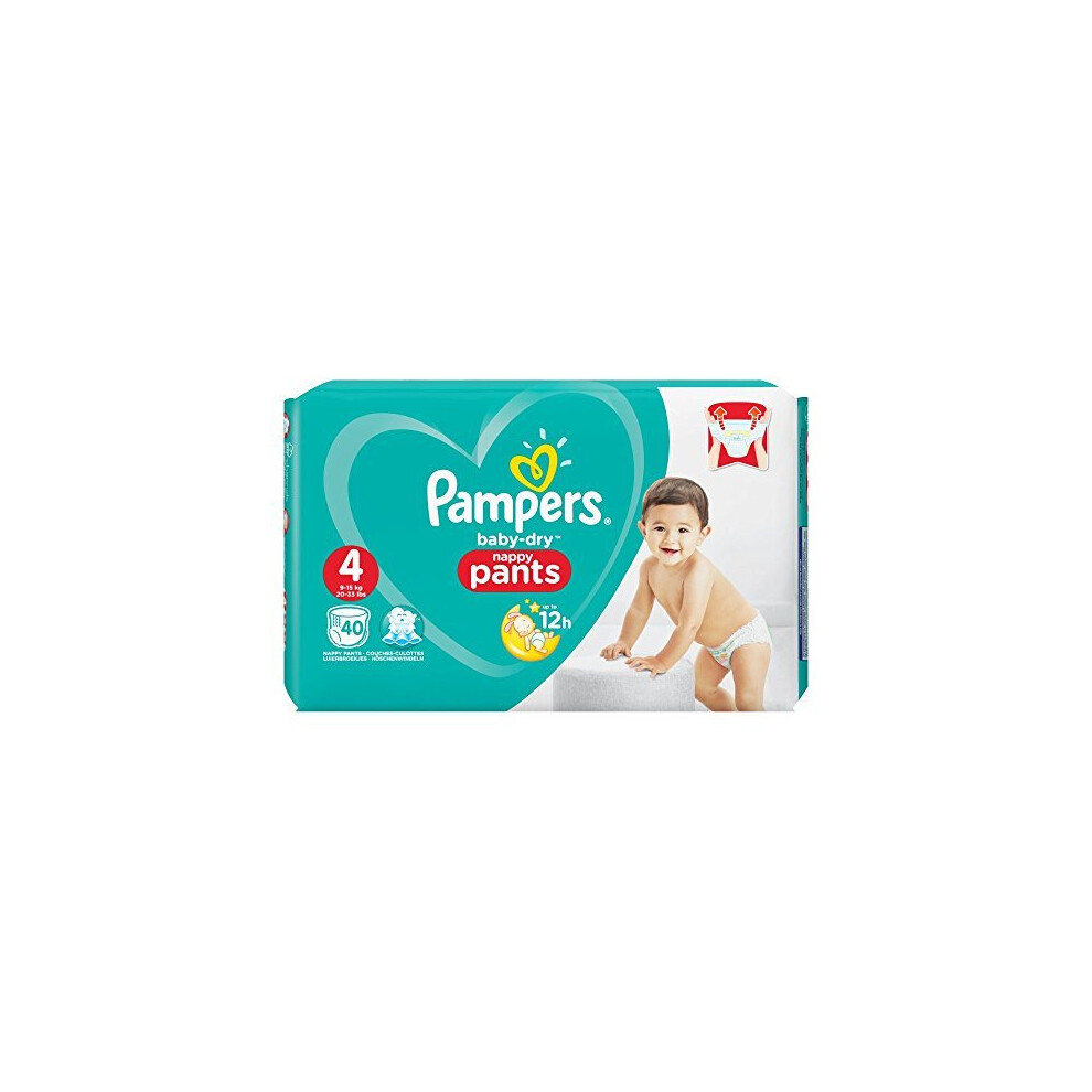 Pampers Baby-Dry Pants, Size 4, 40 Nappy Pants, 8-14 Kg