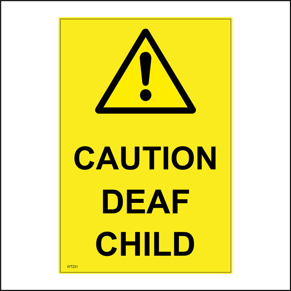 (300 x 400mm - 12 x 16, I - Clear Reversed Sticker / Sav - See Through) WT231 Caution Deaf Child Sign Safety Drivers Speed Crossing School Hearing Noi-image-OPC-P976MTX-NEW