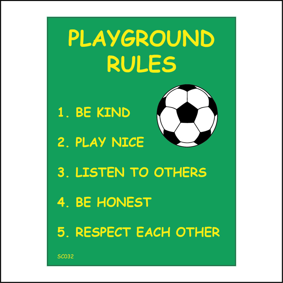 (200 x 300mm - 8 x 12, F - 5mm Heavy Duty Foamex Foamboard) SC032 Playground Rules Sign Be Kind Play Listen Respect Honest Breaktime Relax 450mm x 600-image-OPC-P976WXR-NEW