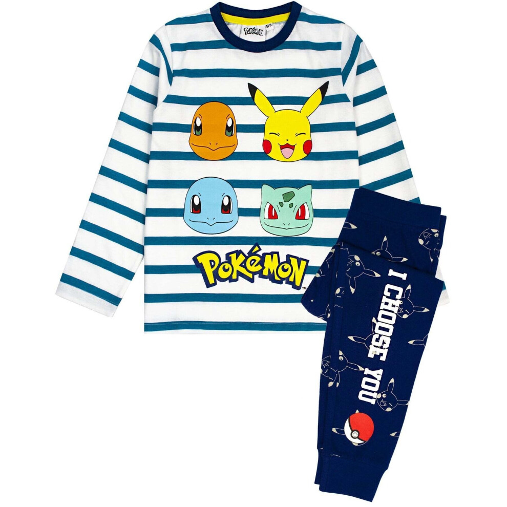 (4-5 Years, White/Blue/Yellow) Pokemon Boys Characters Pyjama Set