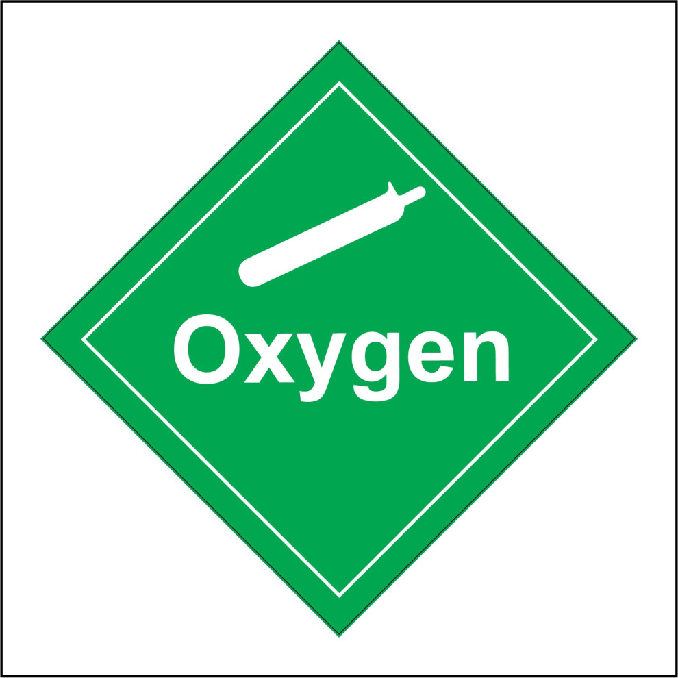 (300 x 300mm - 12 x 12, A - Sticker / Sav - Non-See Through) HA242 Oxygen Sign Cannister Green Diamond Workplace Hazardous Warning Caution 600mm x 600mm B - Magnetic - Vehicle Grade