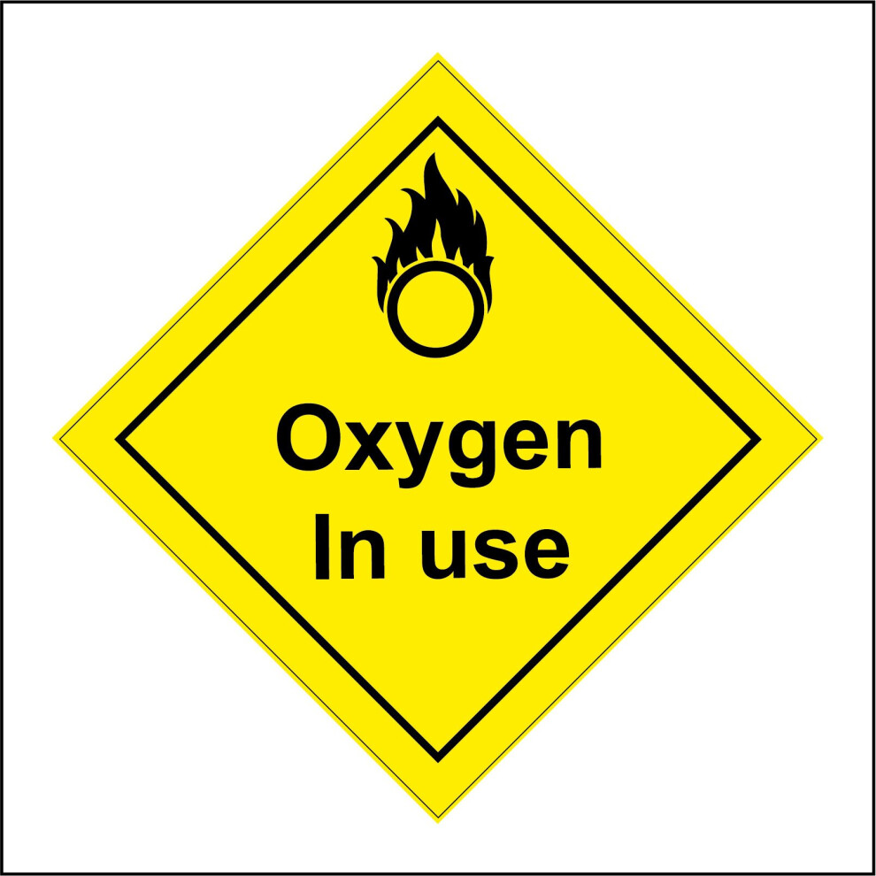(200 x 200mm - 8 x 8, A - Sticker / Sav - Non-See Through) HA240 Oxygen In Use Sign Hazardous Caution Warning Welding Workplace Compound 600mm x 600mm-image-OPC-P976PZY-NEW