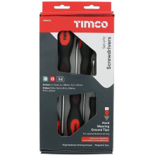TIMCO Screwdriver Set - Assorted Sizes - 6 Screwdrivers - Ergonomic Handles for an Extra Soft Grip - Magnetic Tips to Assist...