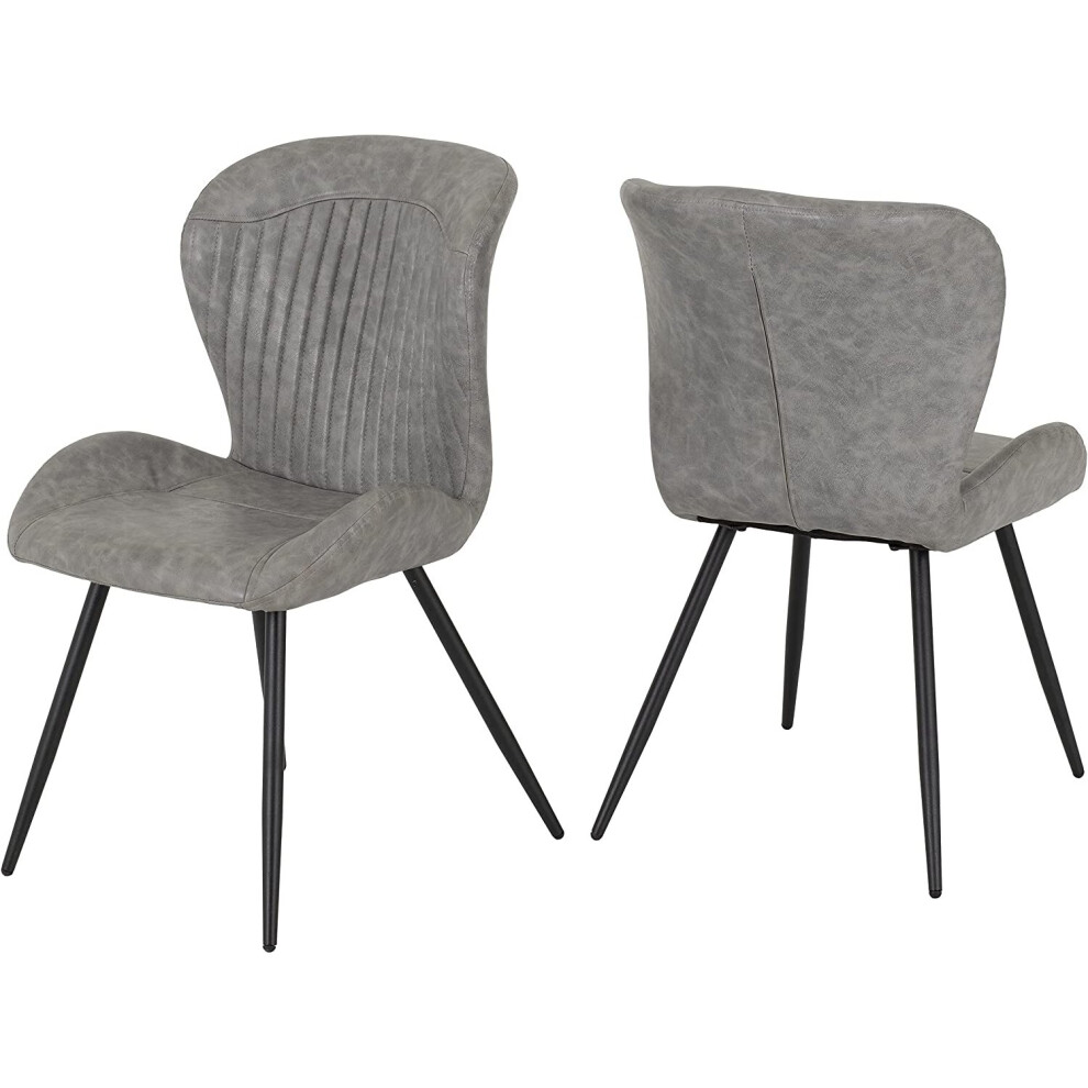 Seconique Quebec Chair in Grey Faux Leather Sold 4PC, W 51cm x D 62cm x H 90.5cm