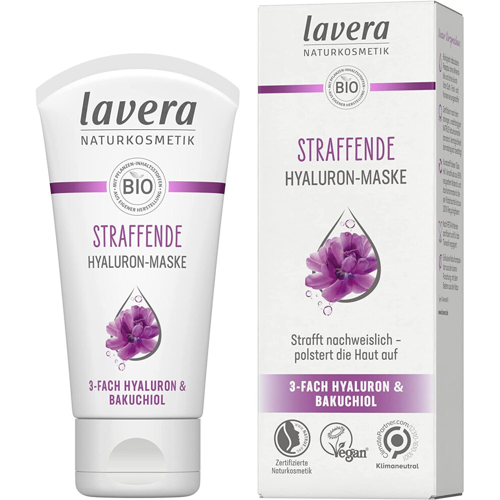 Lavera Firming Hyaluronic Mask - Vegan - Natural Cosmetics - 3-Ply Hyaluronic & Power Active Ingredient Bakuchiol - Instant...