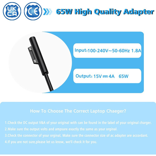 Surface Pro Charger - 65W Adapter Charger for Microsoft Surface Pro 3/4/5/6/X, Surface Go 1/2,Microsoft Windows Surface Book,... 1