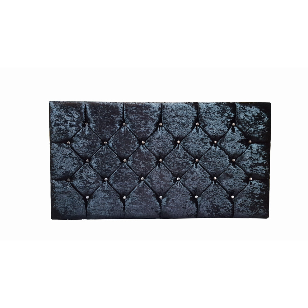 (4ft6 - Double, Black) Chester Crushed Velvet Headboard