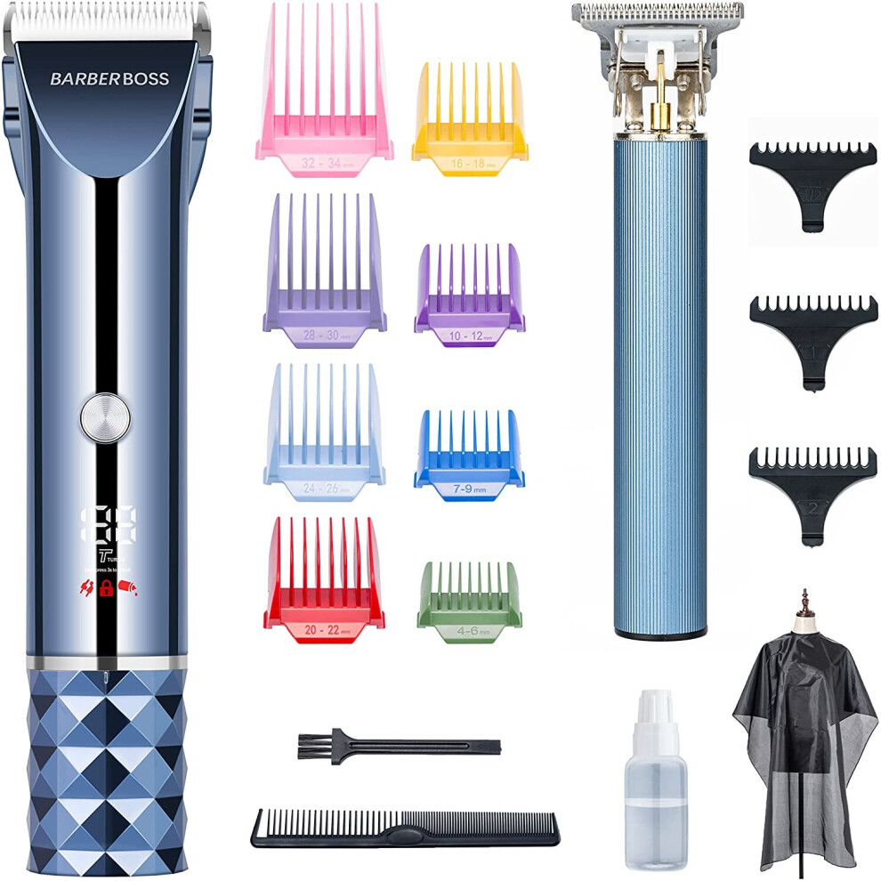 Barberboss Professional Hair Clipper For Men With Self-Sharpening Ceramic Blade And Titanium T-Blade Beard Trimmer, Cordless,...