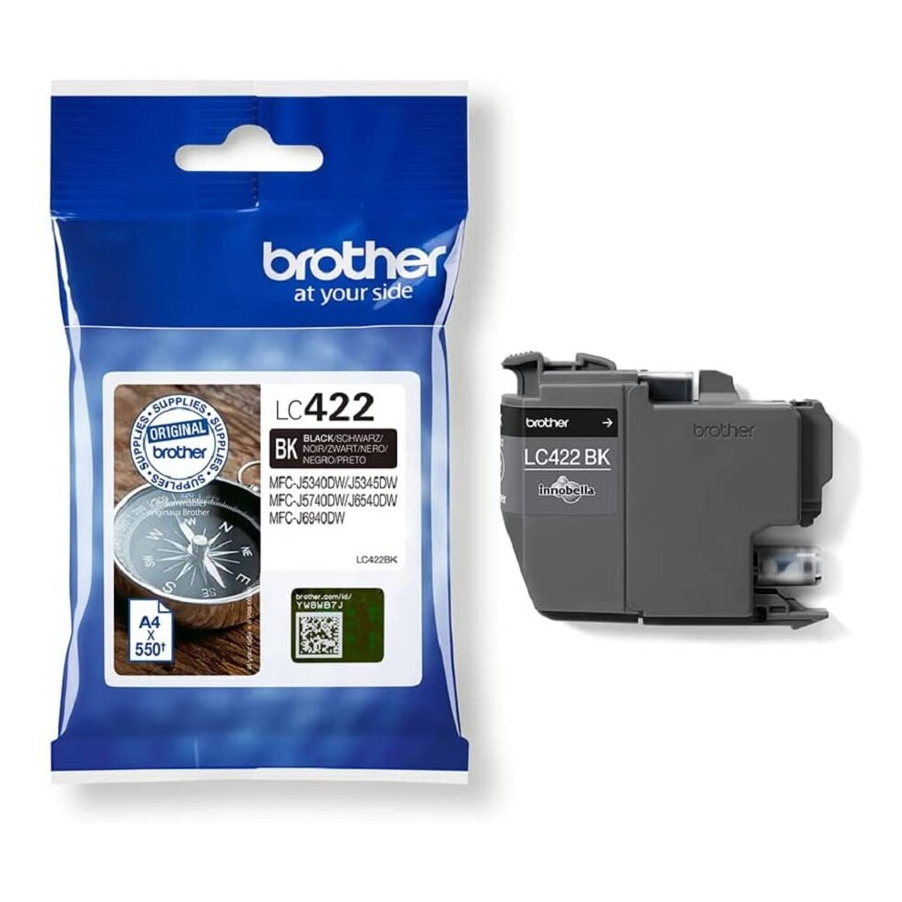 Original Brother LC-422BK Black Ink Cartridge for Approx. 550 Pages for MFC-J5340DW, MFC-J5345DW, MFC-J5740DW, MFC-J6540DW,...
