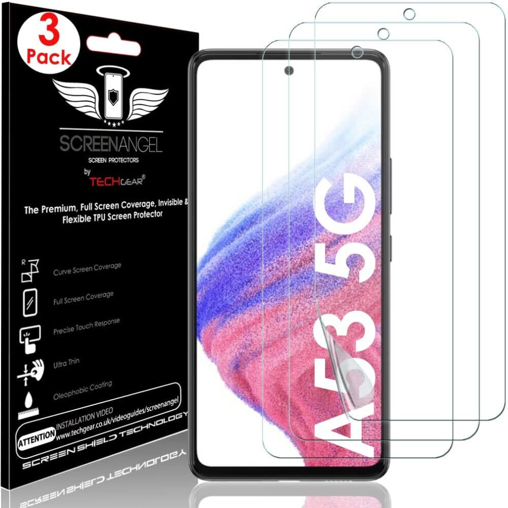 TECHGEAR [3 Pack] Screen Protector fits Samsung Galaxy A53 5G [Screen Angel Edition] [In-Display FingerID Support][Case...