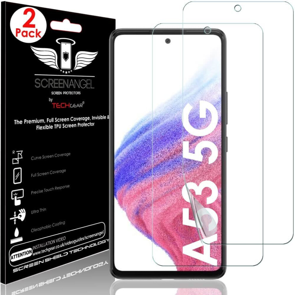 TECHGEAR [2 Pack] Screen Protector fits Samsung Galaxy A53 5G [Screen Angel Edition] [In-Display FingerID Support][Case...