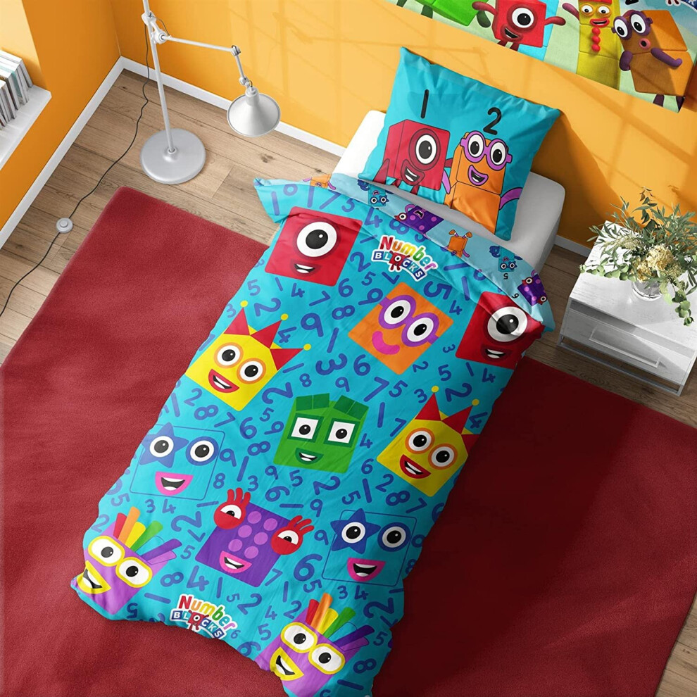 Numberblocks Single Duvet Cover - Meet The Numberblocks Design - Official Reversible Bedding Set with Pillowcase - Polycotton