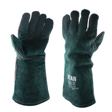 Scan SCAGLOGAUNG Gardeners Gauntlets, Green, 40cm (16in) Cowsplit leather with Kevlar Stitching, Heat Resistant