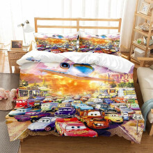 (Double-200x200cm, 6) Pixar Cars Lightning Mcqueen Single Double 3D Duvet Cover Kids Cartoon Quilt Cover