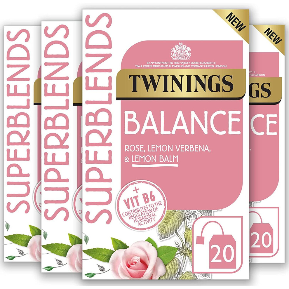 Twinings Superblends Balance Tea - A Herbal Infusion With Lemon Balm, Lemon Verbena, Rose Petals, Spearmint And Added Vitamin...