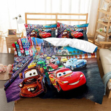 (Double-200x200cm, 16) Pixar Cars Lightning Mcqueen Single Double 3D Duvet Cover Kids Cartoon Quilt Cover