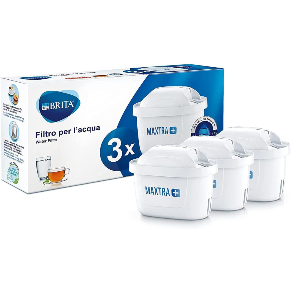 BRITA Maxtra + Water Filter Cartridges Fridge Water Filter Pack of 3(White/Teal)