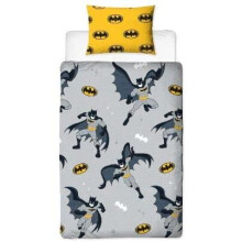Official Batman Logo Single Duvet Cover - Reversible 2-Sided Design with Matching Pillowcase - UK 135x200cm + 48x74cm - HJ8U