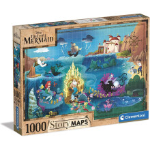 Clementoni 39664 Disney Maps Arielle, die Meerjungfrau, 1000 Teile, Made in Italy, Puzzle f?r Erwachsene, Mehrfarbig, Mittel