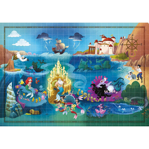 Clementoni Puzzle 1000 pezzi: Disney Story Maps: La Sirenetta 1