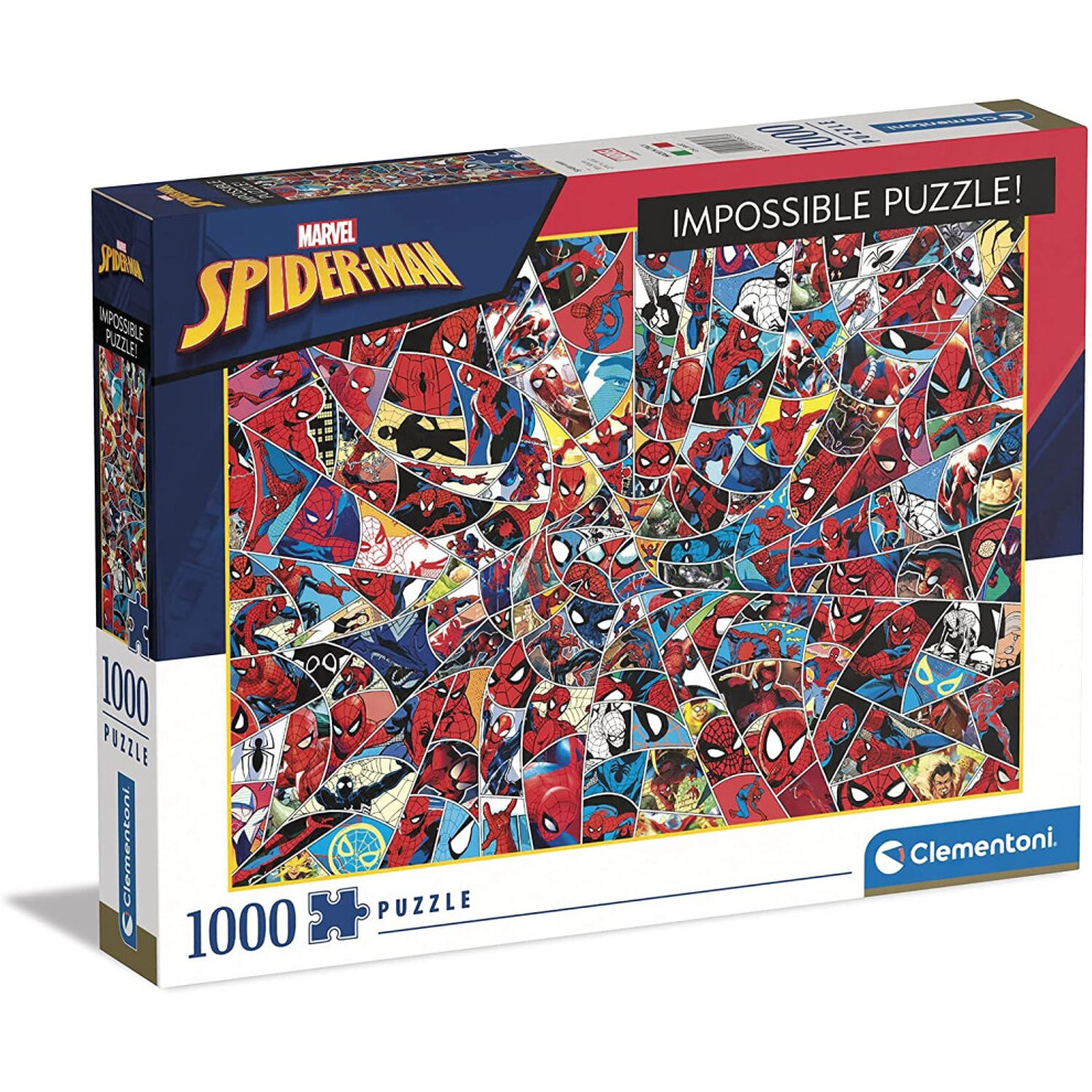 Clementoni 39657 Impossible Marvel Spiderman 1000 Pieces, Made In Italy, Jigsaw Puzzle For Adults, Multicolor, Medium
