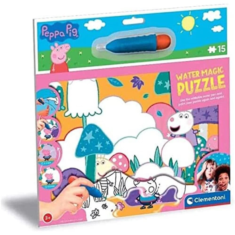 Clementoni 22246 Peppa Pig Water Reveal Pig-15 Pieces-Jigsaw Puzzle for Kids Age 3, Multicoloured, M