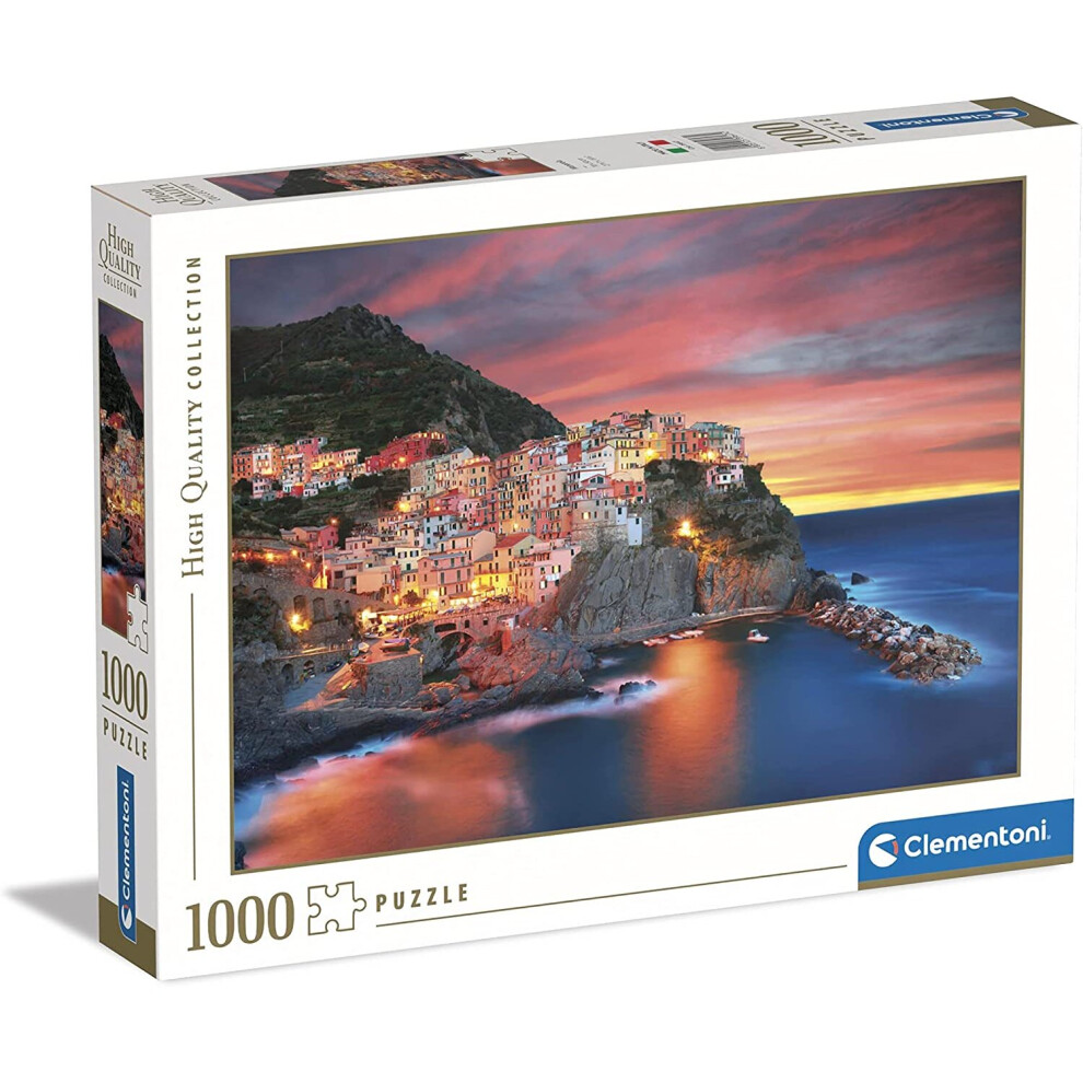 Clementoni 39647 Collection-Manarola-1000 Made 1000 Pieces, City Puzzles, Italy Landscapes, Fun for Adults, Multicolour, Medium