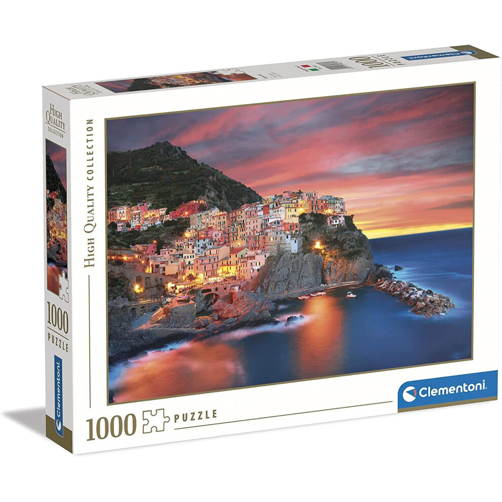 Clementoni 39647 Collection-Manarola-1000 Made 1000 Pieces, City Puzzles, Italy Landscapes, Fun For Adults, Multicolour, Medium