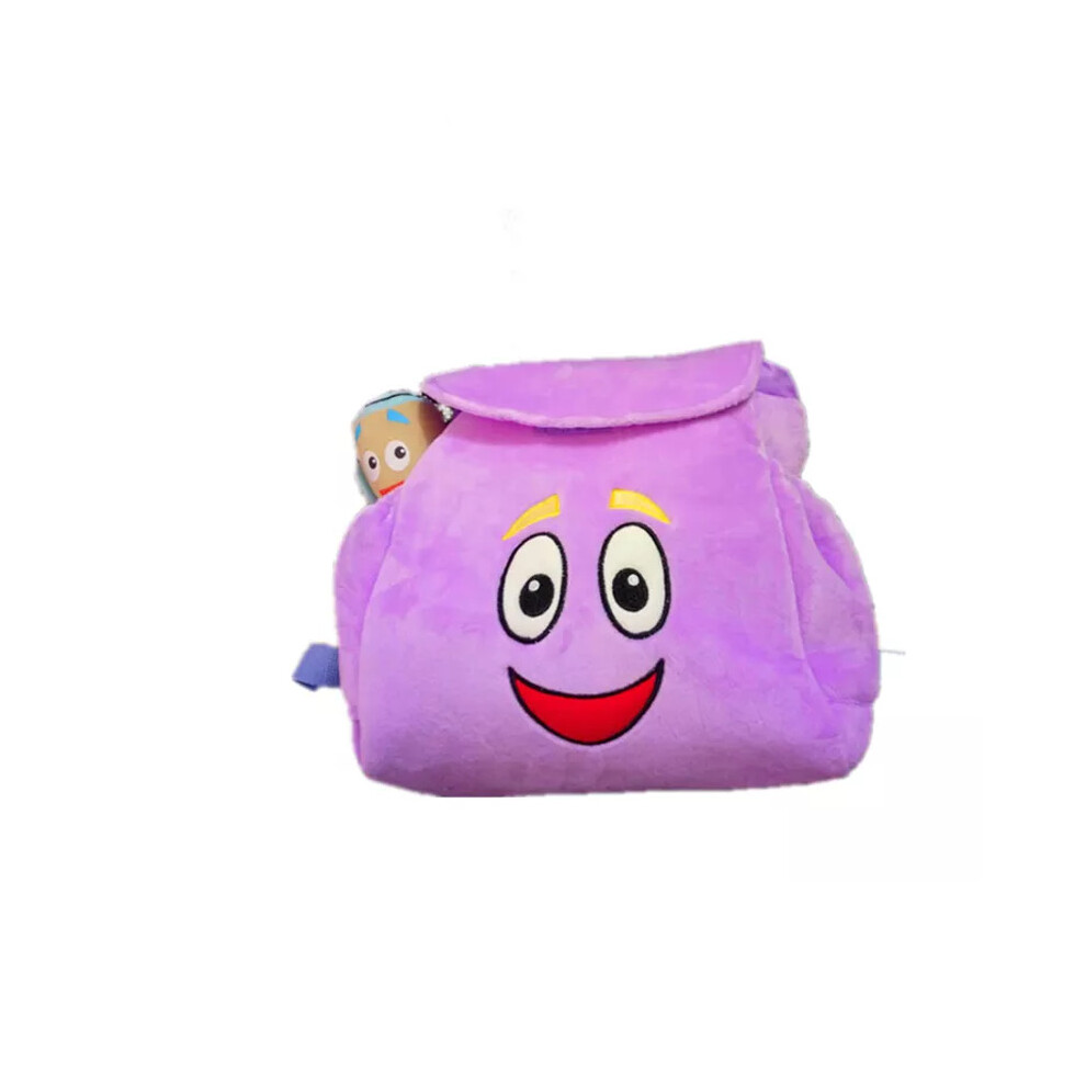 (Crystal Purple) Dora the Explorer Nylon Backpack Preschool Bag & Map Plush Doll