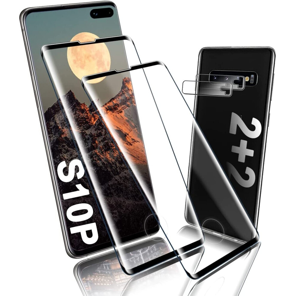 Galaxy S10 Plus Tempered Glass Screen Protector, [Pack of 2] High Quality Tempered Glass [Lens Protector] [HD Clear] [9H...