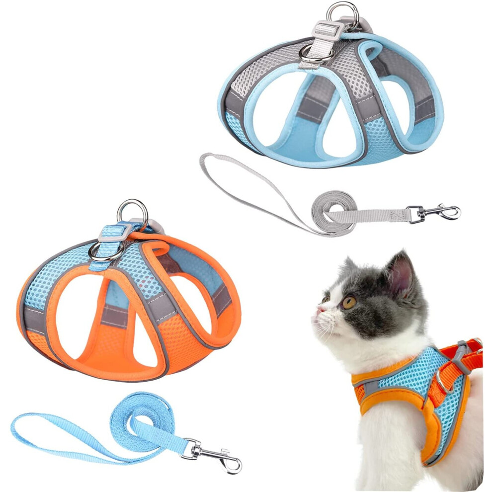 JieYouKeJi 2PCS Cat Harness and Leash Set Cat Harness Escape Proof for Walking Adjustable Soft Kitten Harness and Lead Set Vest...