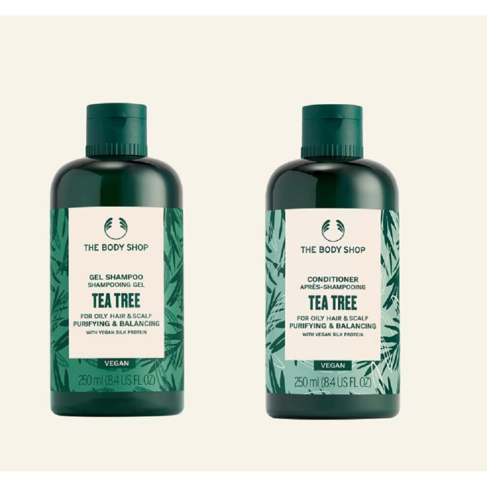 The Body Shop Tea Tree Shampoo Conditioner Set 250ml each Purifyng Balancing Vegan