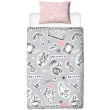 Official Friends Single Duvet Cover Set | Reversible 2 Sided Bedding Duvet Cover | Coffee Design, With Matching Pillowcase