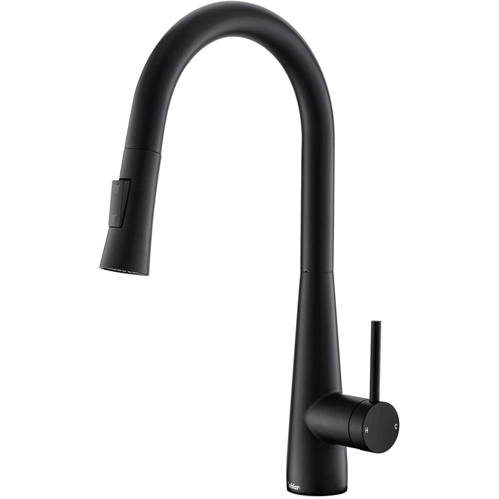 Black Kitchen Tap, Kitchen Tap with Pull Out Spray Stainless Steel Kitchen Mixer Tap Black Kitchen Sink Tap Kitchen Taps Matte...