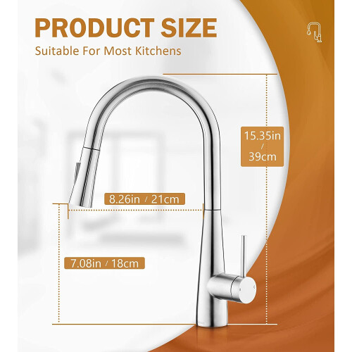 Kitchen Tap with Pull-Down Sprayer, Kitchen Tap Kitchen Mixer Taps Modern Stainless Steel Kitchen Taps Single Handle Kitchen... 1