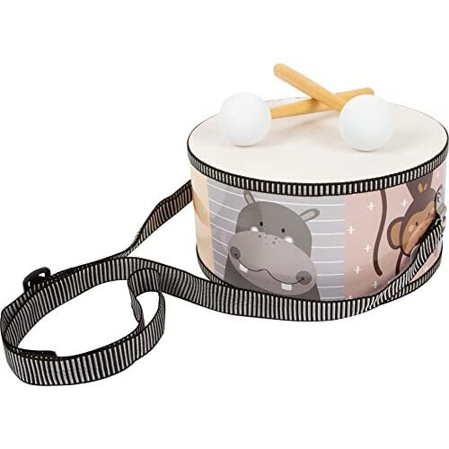 Holztrommel für Wildtiere mit Riemen und Stäbchen 1