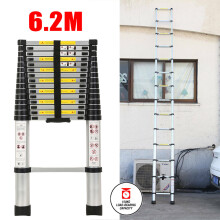 6.2M Telescopic Ladder Extendable Step Multi Purpose Loft Ladder EN131