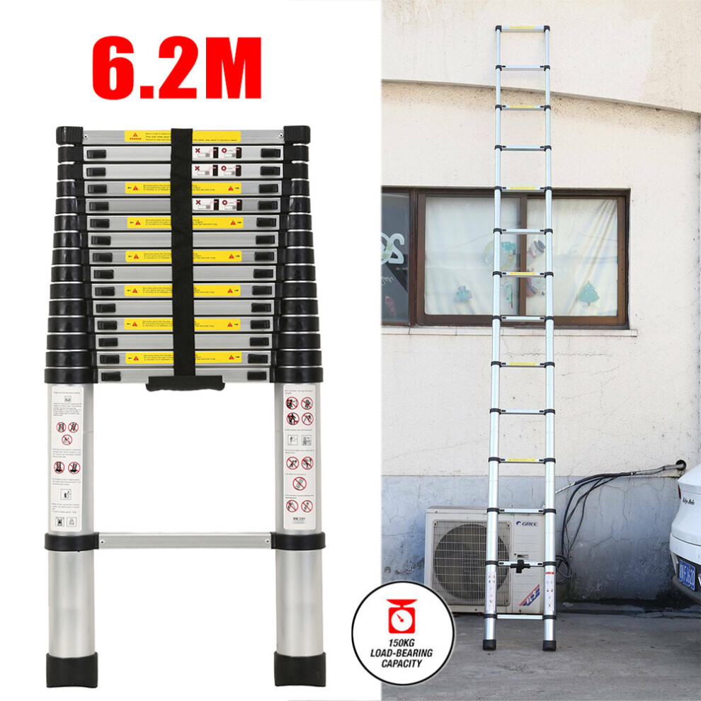 6.2M Telescopic Ladder Extendable Step Multi Purpose Loft Ladder En131 097326214389